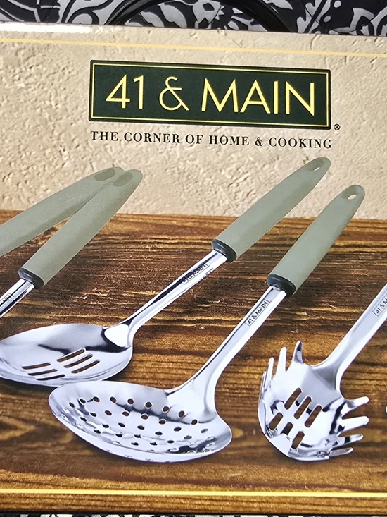 Other - 41 & MAIN Olive Green Handle Stainless Steel Kitchen Utensils